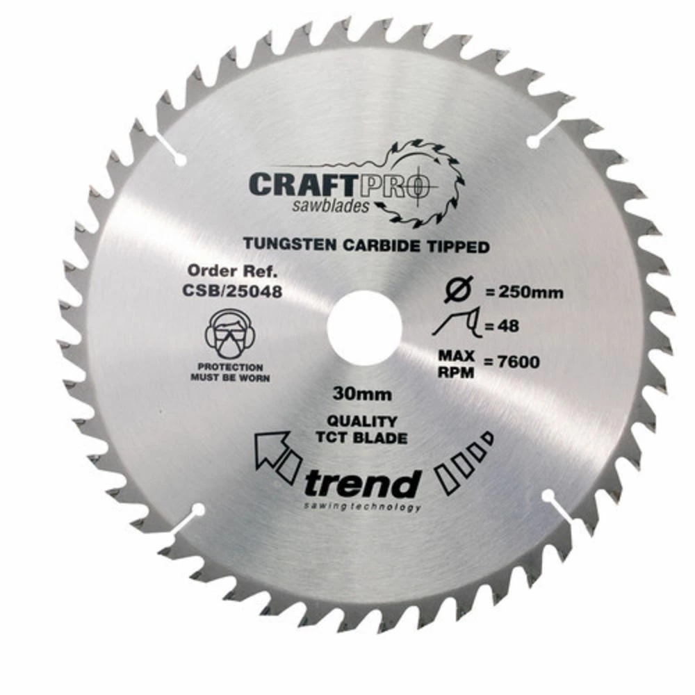 Trend CSB25048 - 48T 'CraftPro' TCT Saw Blade 250mm 3 Trend CSB25048 - 48T 'CraftPro' TCT Saw Blade 250mm