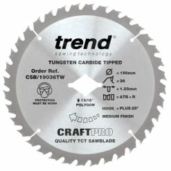 Trend 190mm 36T Craft Circular Saw Blade For DeWalt Wormdrive