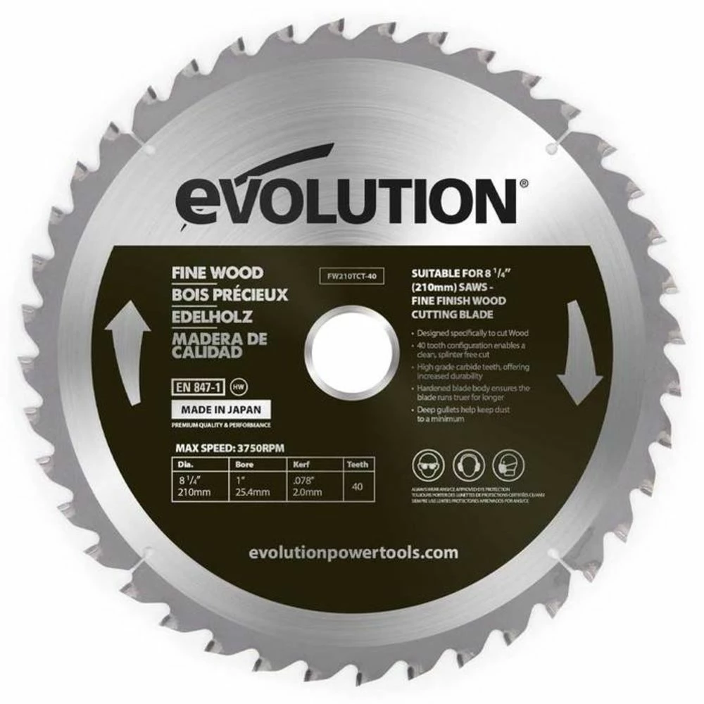 Evolution FW210TCT-40 Fine Wood Blade 210mm 3 Evolution FW210TCT-40 Fine Wood Blade 210mm