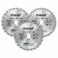 Trend 165mm Circular Saw Blade Mixed Triple Pack 2 X 24T + 1 X 40T
