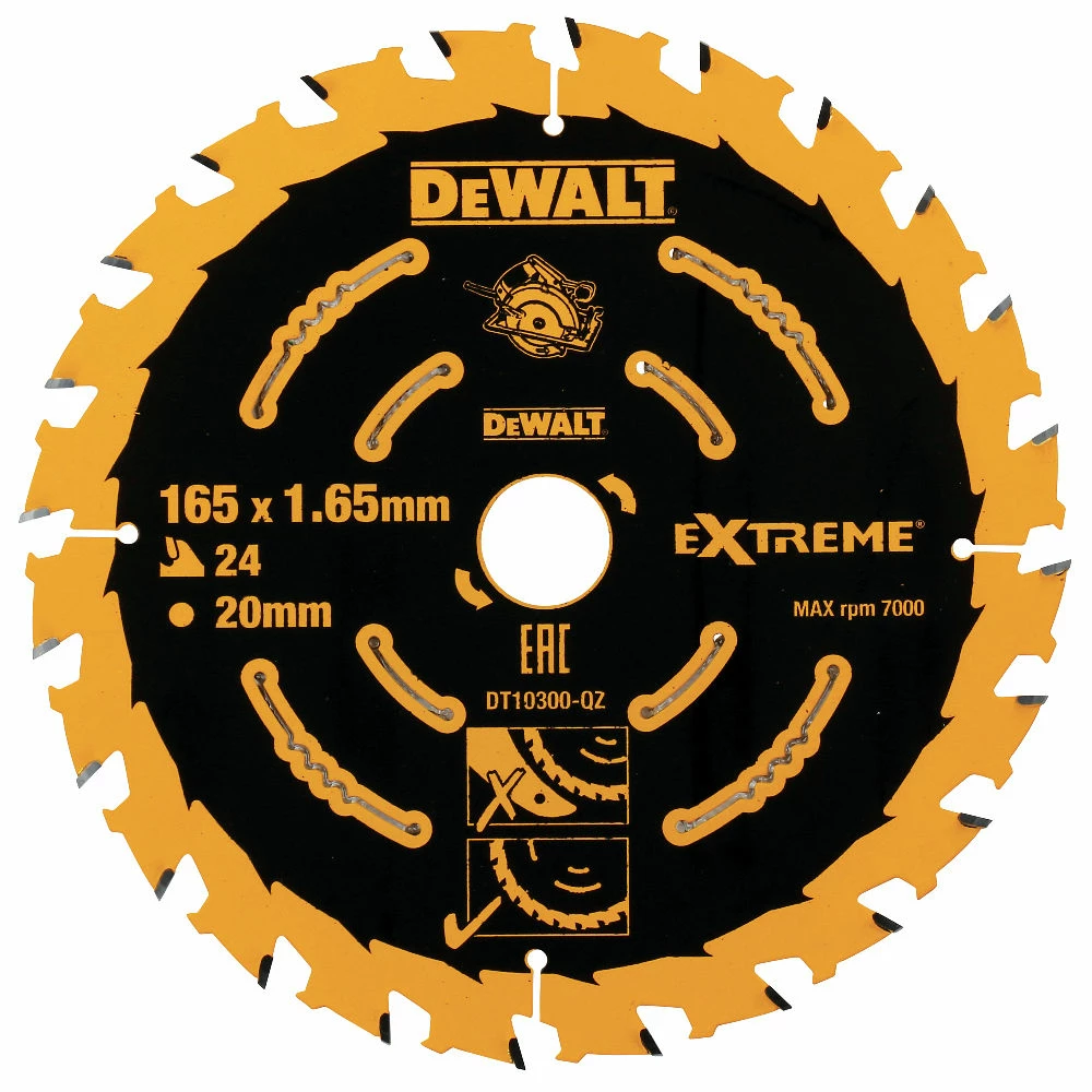 DeWalt DT10300-QZ Extreme 2nd Fix Circular Saw Blade 165mm 20mm Bore 24T 3 DeWalt DT10300-QZ Extreme 2nd Fix Circular Saw Blade 165mm 20mm Bore 24T