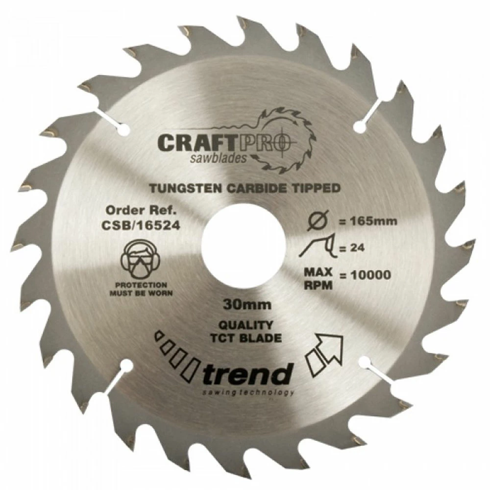 Trend CSB/16524 Craft Saw Blade 165x30mm 24T 3 Trend CSB/16524 Craft Saw Blade 165x30mm 24T
