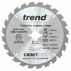 Trend 190mm 24T Craft Circular Saw Blade For DeWalt Wormdrive