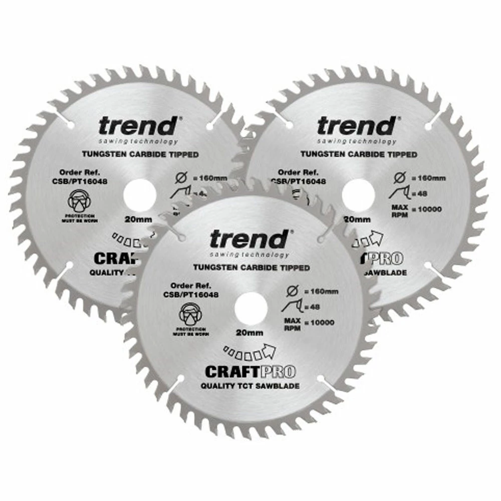 Trend 160mm Circular Saw Blades Triple Pack 48 Teeth 3 Trend 160mm Circular Saw Blades Triple Pack 48 Teeth